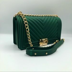 Emerald Green Quilted Jelly Shoulder Bag